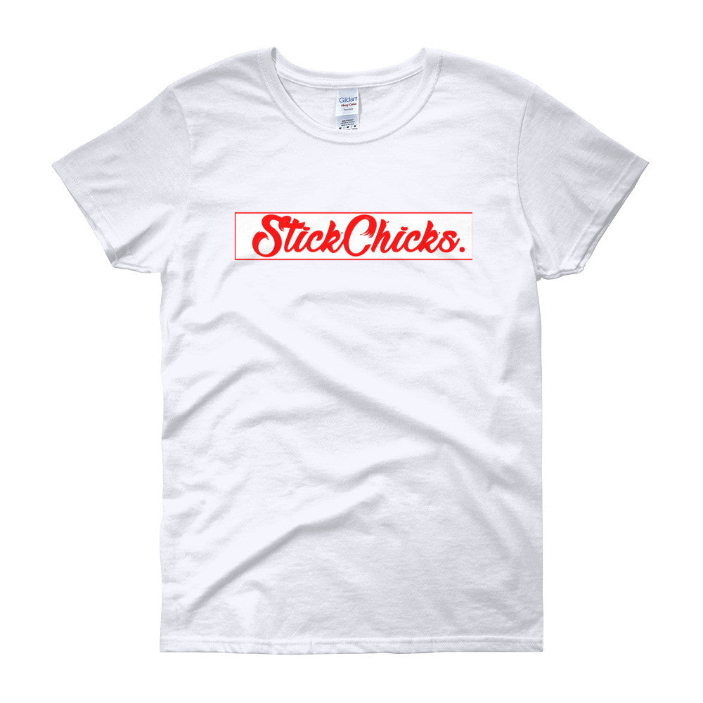 Classic Stickchicks Womans Tee With Red Logo!